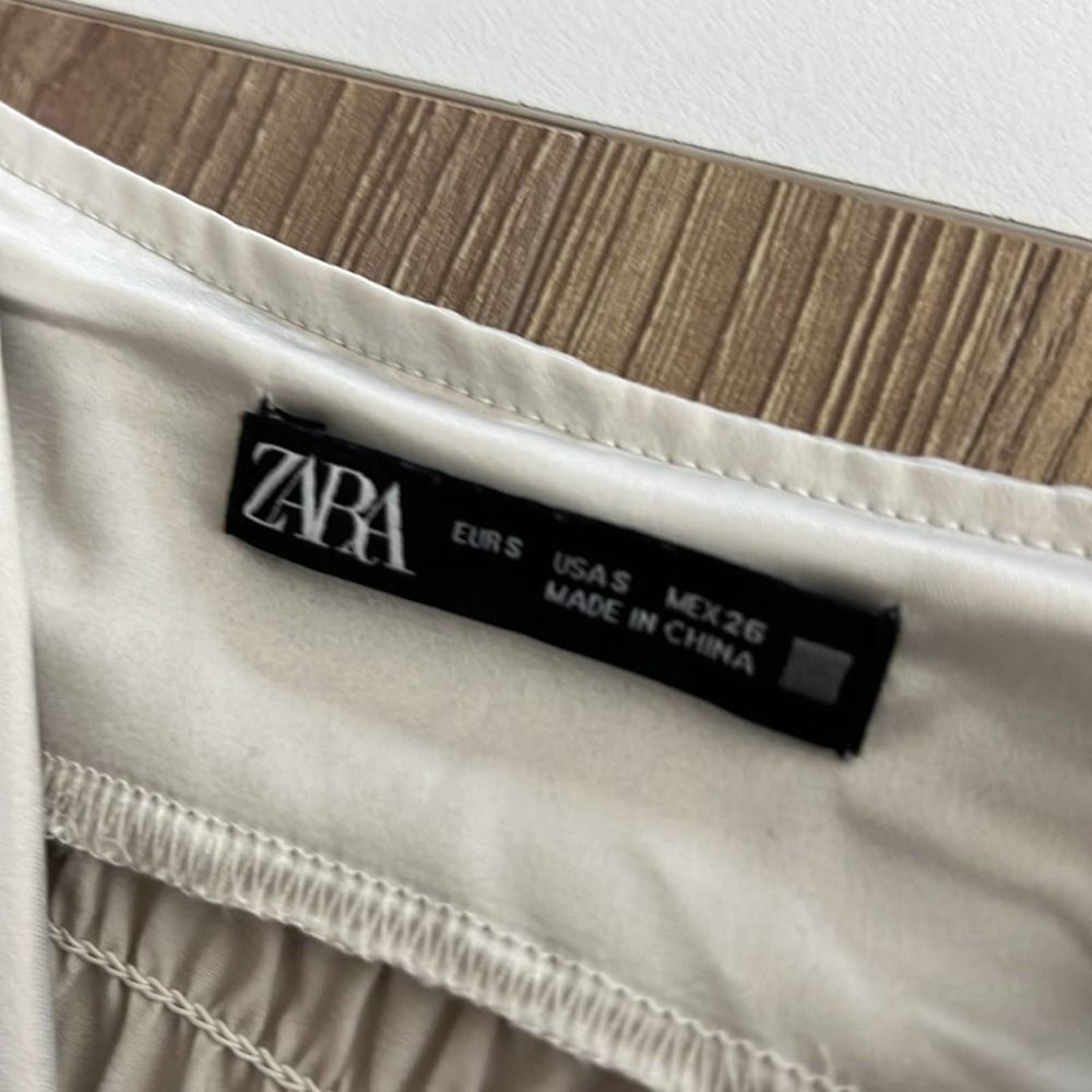 Zara slip dress gathered waist light silver size small - Picture 7 of 11
